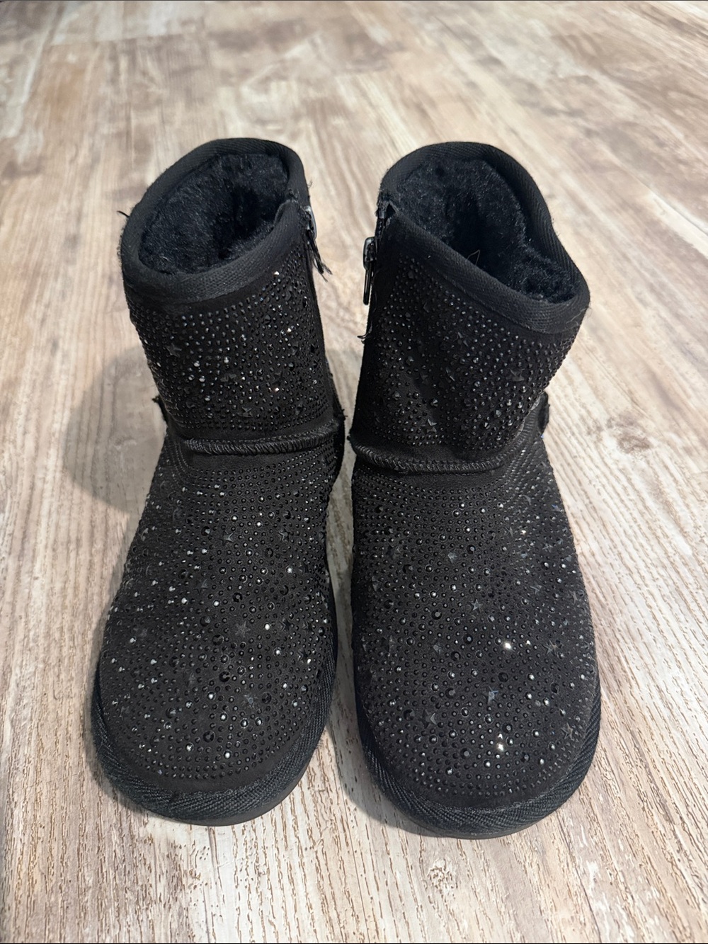 MIA Black Crystal-Embellished Kids Winter Boots